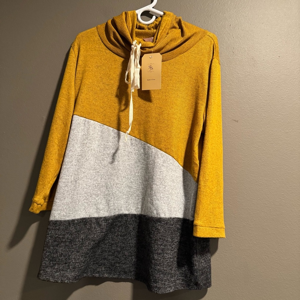 SJS Sweater Pullover Color Block Hoodie Size XL